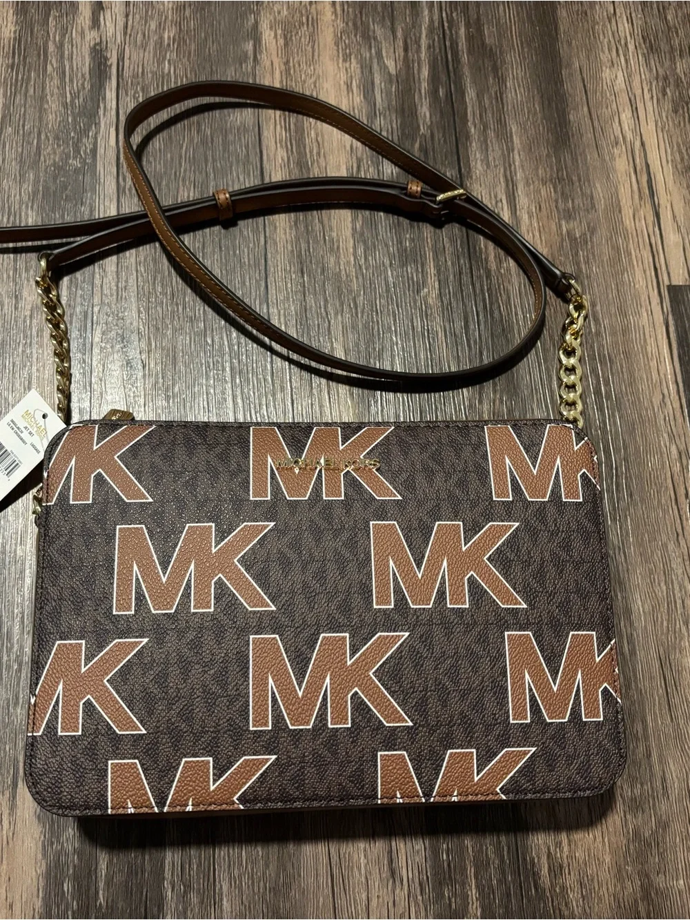 Michael Kors Brown MK Logo Belt Bag with Gold Hardware